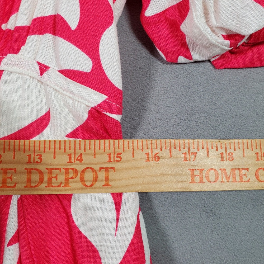 House of Harlow 1960 Babydoll Dress Womens 8 Pink Puff Sleeve Linen Boho Cottage - Picture 6 of 11